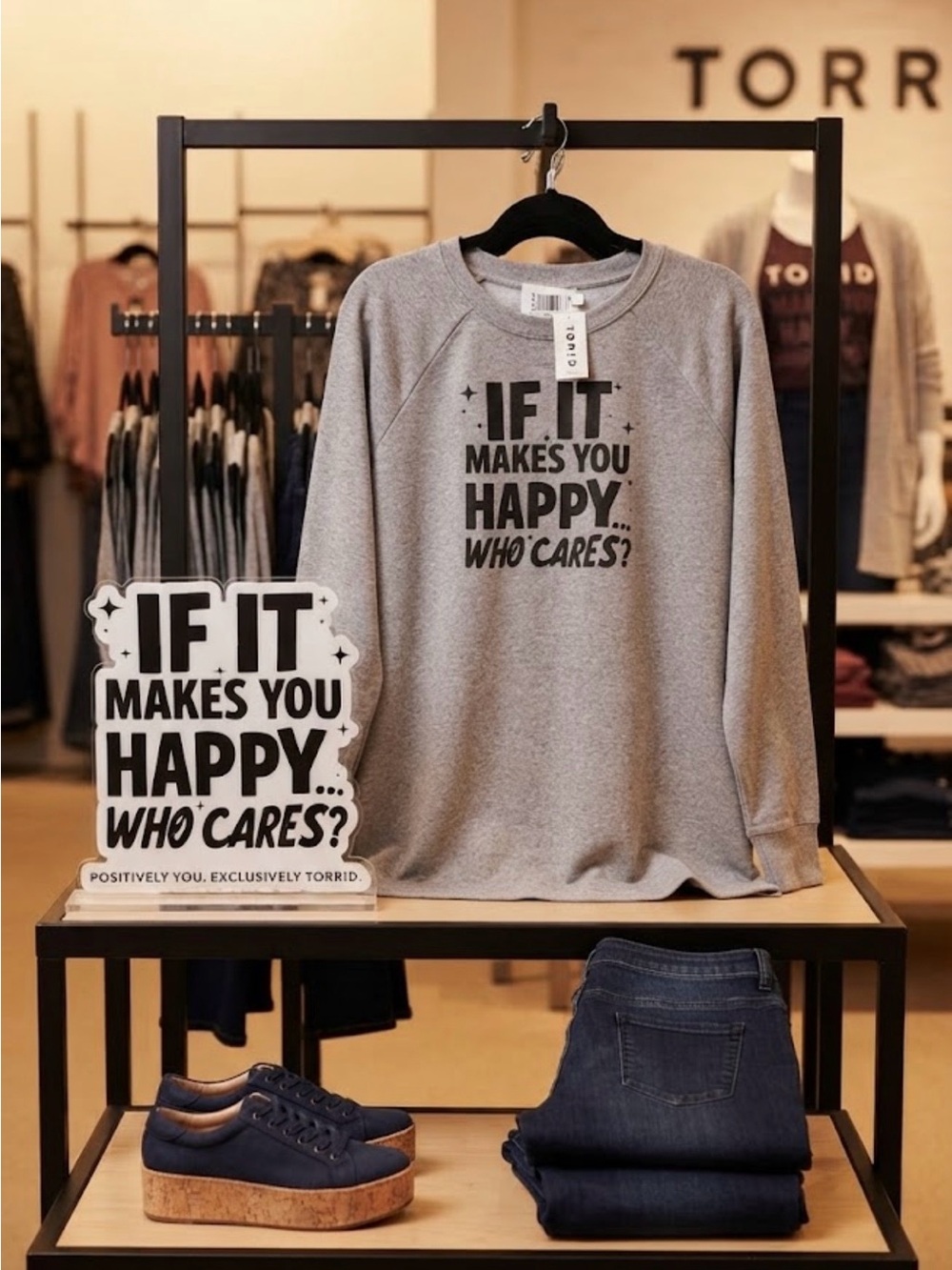 torrid NWT Gray Graphic Crewneck Sweatshirt - Black Text